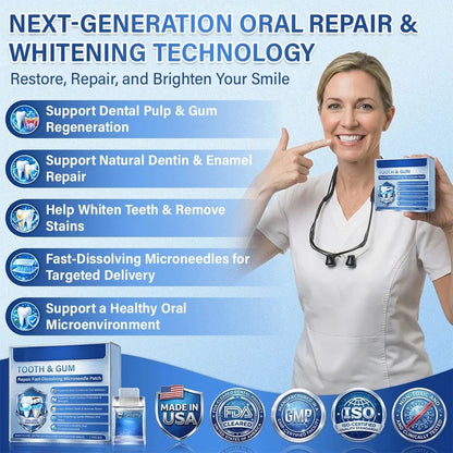 Ceoerty® Tooth & Gum Care Fast-Dissolving Microneedle Patch✨ (𝟓-𝐢𝐧-𝟏 💎 𝐑𝐞𝐛𝐮𝐢𝐥𝐝 𝐄𝐧𝐚𝐦𝐞𝐥 & 𝐃𝐞𝐧𝐭𝐢𝐧 • 𝐒𝐭𝐫𝐞𝐧𝐠𝐭𝐡𝐞𝐧 𝐆𝐮𝐦𝐬 • 𝐄𝐫𝐚𝐝𝐢𝐜𝐚𝐭𝐞 𝐓𝐚𝐫𝐭𝐚𝐫 & 𝐎𝐝𝐨𝐫 • 𝐖𝐡𝐢𝐭𝐞𝐧𝐢𝐧𝐠 • 𝐒𝐭𝐨𝐩 𝐓𝐨𝐨𝐭𝐡 𝐒𝐞𝐧𝐬𝐢𝐭𝐢𝐯𝐢𝐭𝐲)