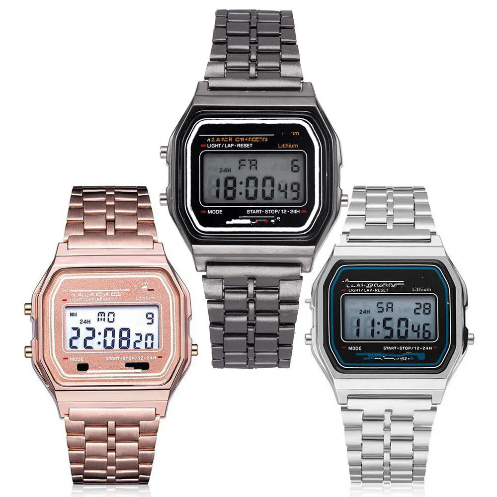 Casio F91W Style LED Digital Watch – A159 Stainless Steel Band