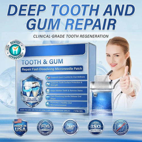 Ceoerty® Tooth & Gum Care Fast-Dissolving Microneedle Patch✨ (𝟓-𝐢𝐧-𝟏 💎 𝐑𝐞𝐛𝐮𝐢𝐥𝐝 𝐄𝐧𝐚𝐦𝐞𝐥 & 𝐃𝐞𝐧𝐭𝐢𝐧 • 𝐒𝐭𝐫𝐞𝐧𝐠𝐭𝐡𝐞𝐧 𝐆𝐮𝐦𝐬 • 𝐄𝐫𝐚𝐝𝐢𝐜𝐚𝐭𝐞 𝐓𝐚𝐫𝐭𝐚𝐫 & 𝐎𝐝𝐨𝐫 • 𝐖𝐡𝐢𝐭𝐞𝐧𝐢𝐧𝐠 • 𝐒𝐭𝐨𝐩 𝐓𝐨𝐨𝐭𝐡 𝐒𝐞𝐧𝐬𝐢𝐭𝐢𝐯𝐢𝐭𝐲)
