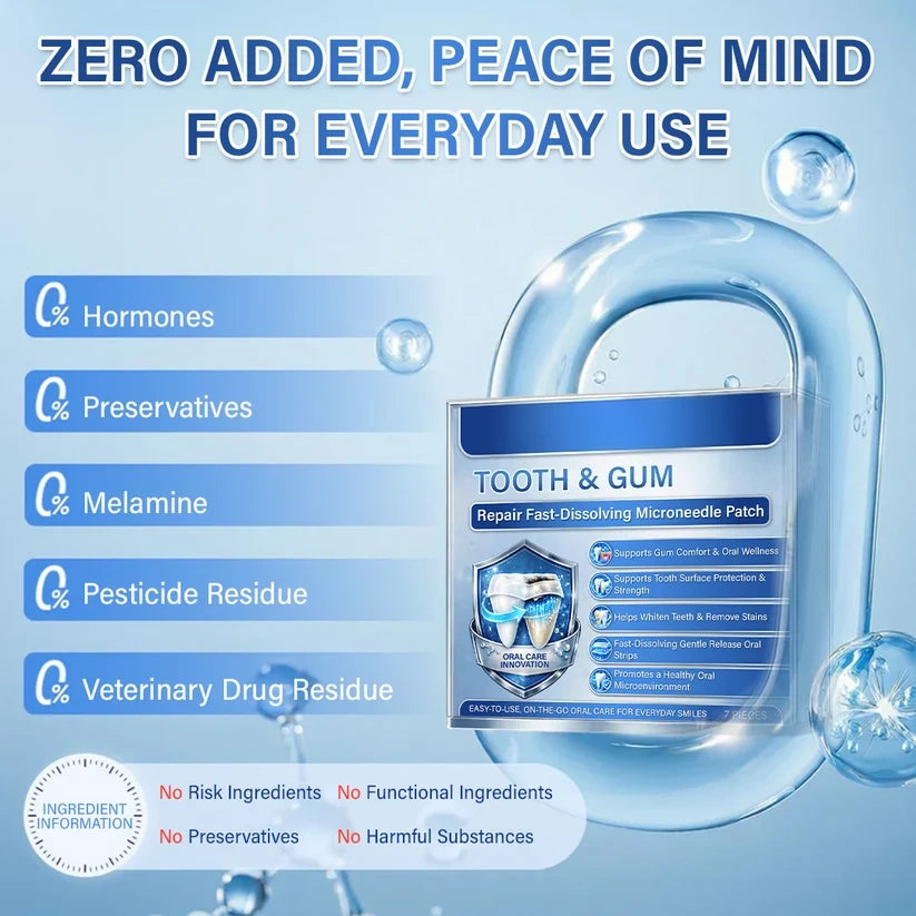 Ceoerty® Tooth & Gum Care Fast-Dissolving Microneedle Patch✨ (𝟓-𝐢𝐧-𝟏 💎 𝐑𝐞𝐛𝐮𝐢𝐥𝐝 𝐄𝐧𝐚𝐦𝐞𝐥 & 𝐃𝐞𝐧𝐭𝐢𝐧 • 𝐒𝐭𝐫𝐞𝐧𝐠𝐭𝐡𝐞𝐧 𝐆𝐮𝐦𝐬 • 𝐄𝐫𝐚𝐝𝐢𝐜𝐚𝐭𝐞 𝐓𝐚𝐫𝐭𝐚𝐫 & 𝐎𝐝𝐨𝐫 • 𝐖𝐡𝐢𝐭𝐞𝐧𝐢𝐧𝐠 • 𝐒𝐭𝐨𝐩 𝐓𝐨𝐨𝐭𝐡 𝐒𝐞𝐧𝐬𝐢𝐭𝐢𝐯𝐢𝐭𝐲)