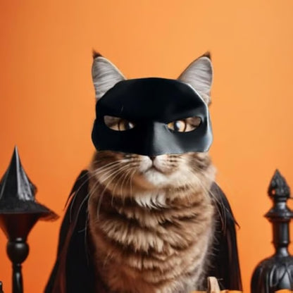🎭🐱Black Bat Cat Mask – Handmade Superhero Cosplay for Indoor Cats
