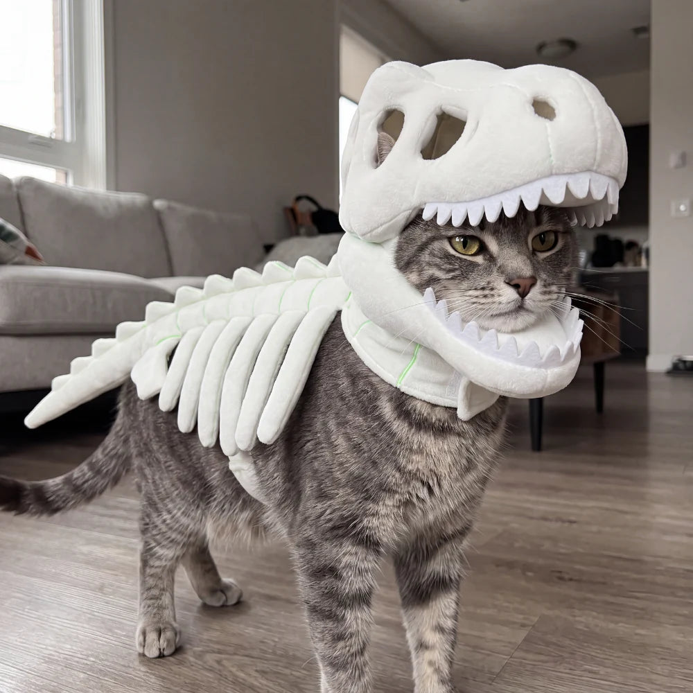 CatSaur Dinosaur skeleton pet clothing